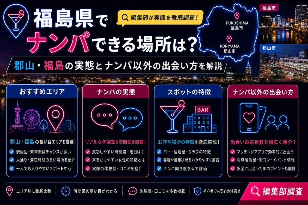 福島県でナンパできる場所は？郡山・福島の実態とナンパ以外の出会い方