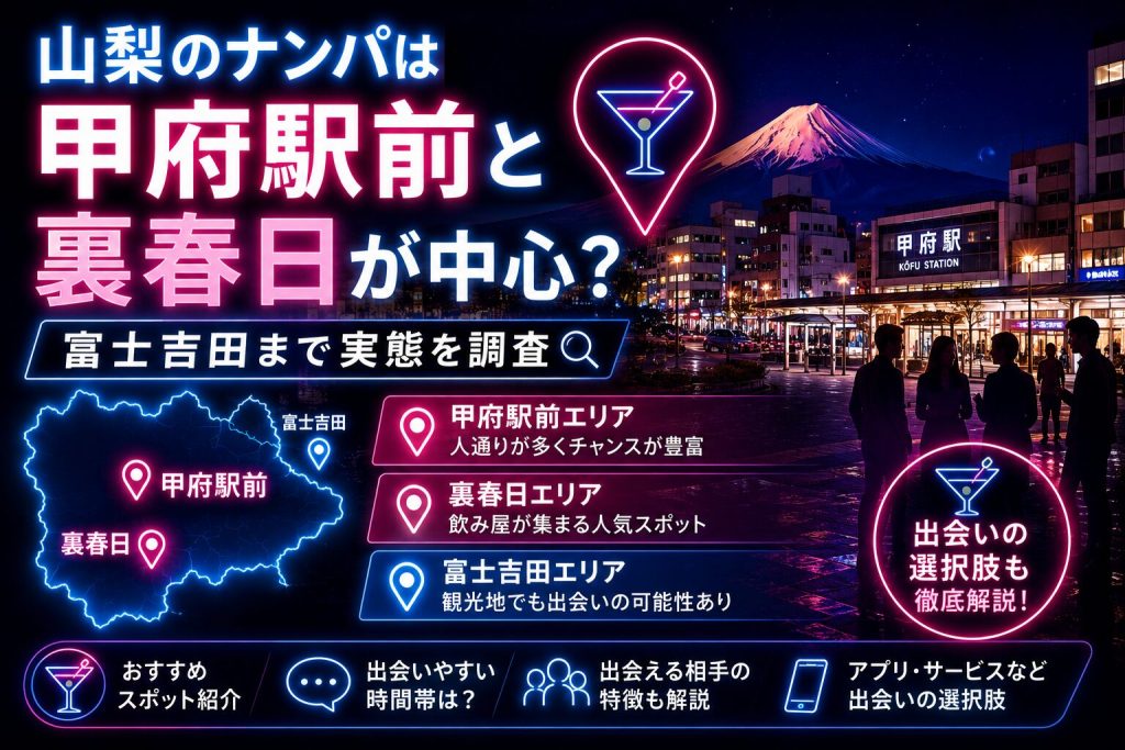 山梨のナンパは甲府駅前と裏春日が中心？富士吉田まで実態を調査【出会いの選択肢も】